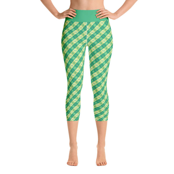 2021 Green Dress Run Pattern Yoga Capri leggings